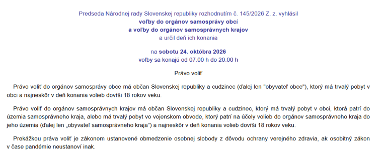 Voľby do&nbsp;orgánov územnej samosprávy 2026